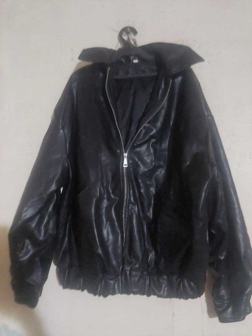 Black Faux Leather Bomber Jacket (Category: Coats, Jackets and Outerwear) located in Taguig. Submitted by yetaw (Listing ID 1466672418, Image 2). Description: Leather Jacket 1,500 nalang po loc: taguig.