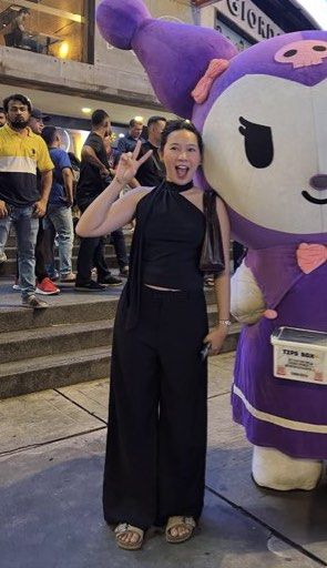 Black top (Category: Blouses) located in Pasig City. Submitted by settey (Listing ID 1466610313, Image 1). Description: - Complete purple Kuromi head-to-toe costume setup - Features a big floppy devil-ear hat with the signature skull symbol - White face design with a stitched grumpy expression - Matching purple dress complete with a small pink bow at the neckline - Conveniently includes an attached tips box around the waist - Previously used as a