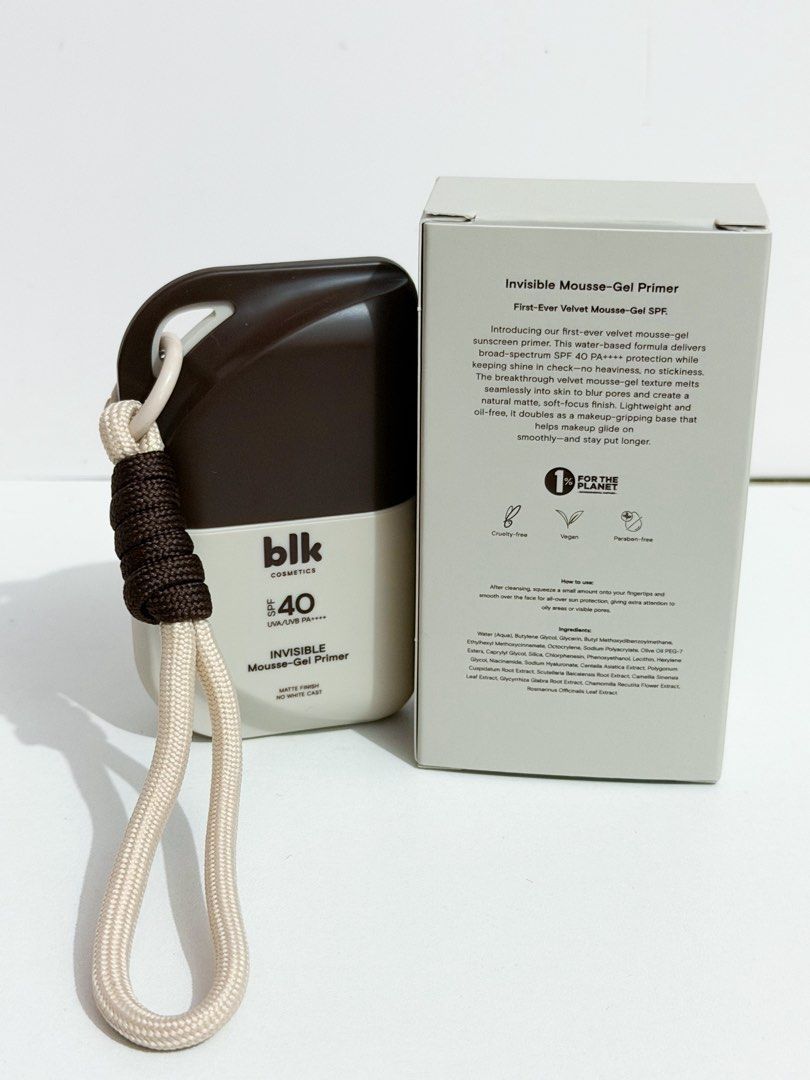 blk cosmetics Invisible Mousse-Gel Primer SPF 40 (Category: Makeup) located in Manila. Submitted by tryitoutfirst (Listing ID 1466768797, Image 2). Description: Bnew - Brand: blk cosmetics - Product: Invisible Mousse-Gel Primer with SPF 40 UVA/UVB PA++++ - Size: 30ml (Net weight) - Finish: Natural matte with zero white cast - Key Benefits: Blurs pores, controls oil, and acts as a makeup-gripping base - Formulation: Lightweight, oil-free, velvet m
