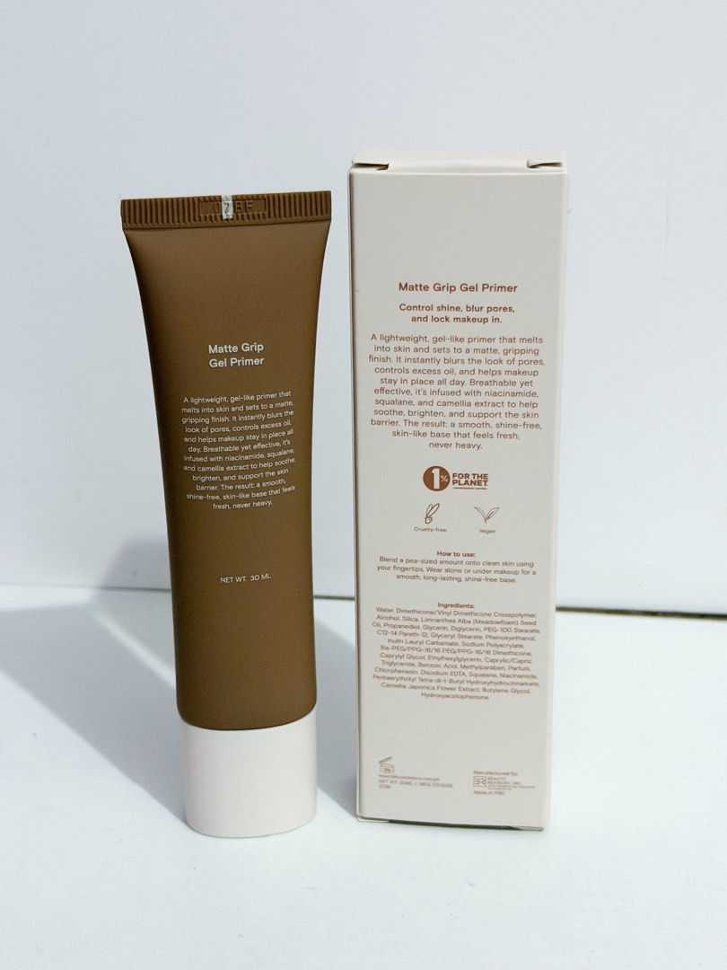 blk cosmetics matte grip gel primer 30ml (Category: Makeup) located in Manila. Submitted by tryitoutfirst (Listing ID 1466768796, Image 2). Description: - Brand: BLK Cosmetics Matte Grip Gel Primer - Size: 30ml tube with original box - Condition: Brand new, never used - Finish/Effect: Lightweight, controls excess oil, blurs pores, and grips makeup all day - Key Ingredients: Infused with niacinamide, squalane, and camellia extract.