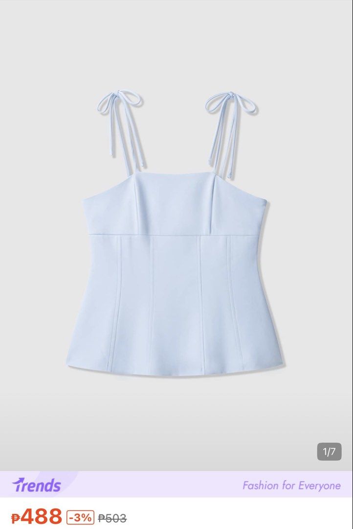 Blue top (Category: Sleeveless) located in Dumaguete. Submitted by mayvencielo (Listing ID 1466772141, Image 1). Description: Never been used. tag and packaging already discarded.
