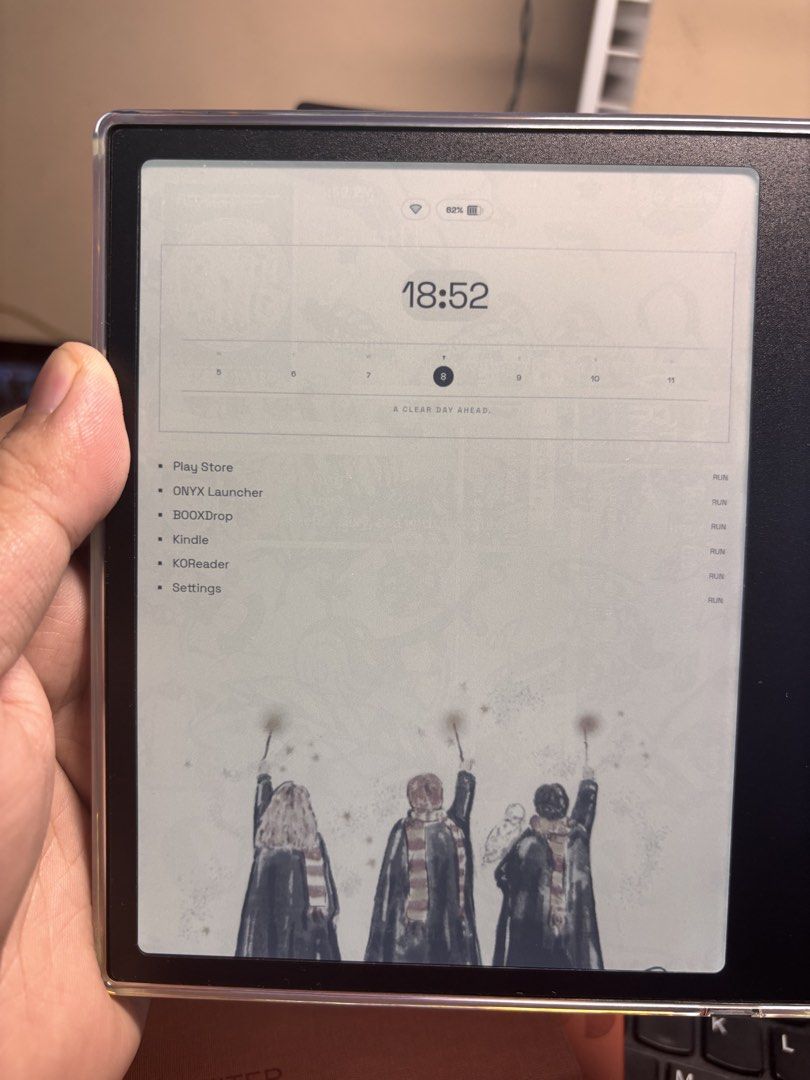 BOOX Go Color 7 Gen 2 E-Reader (Category: E-Readers) located in Quezon City. Submitted by ryuji35 (Listing ID 1466678280, Image 2). Description: - Model: BOOX Go Color 7 Gen 2 e-reader - Condition: Like New, Screen is 99.9% Smooth. - Features: Color screen, runs Android apps, Google Play Store, and KOReader - Inclusions: Original orange box and an Orange Miter sleeve case, Black Matte Skin installed (Front Only) .