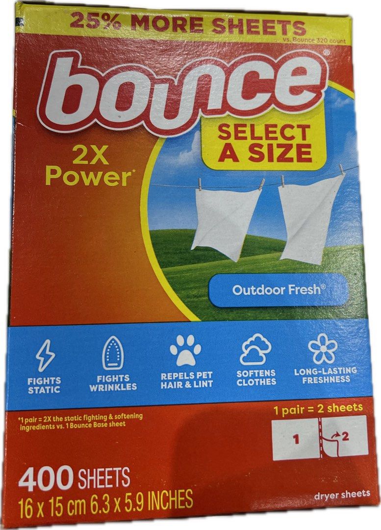 Bounce Dryer Sheets 400 sheets (Category: Cleaning Tools & Supplies) located in Quezon City. Submitted by theluxurycityph. (Listing ID 1466676652, Image 2). Description: Bounce Dryer Sheets 400 sheets.