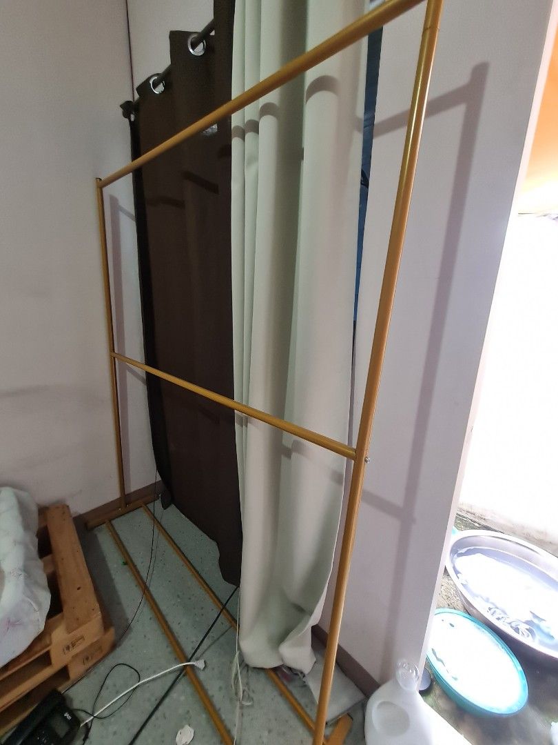 Clothes rack (Category: Curtains & Blinds) located in Quezon City. Submitted by declutter1990 (Listing ID 1466582622, Image 2). Description: 2 tier-150*180cm ISSUE : NAKA SLANT SA RIGHT SIDE see last photo need i welding yung right foot.