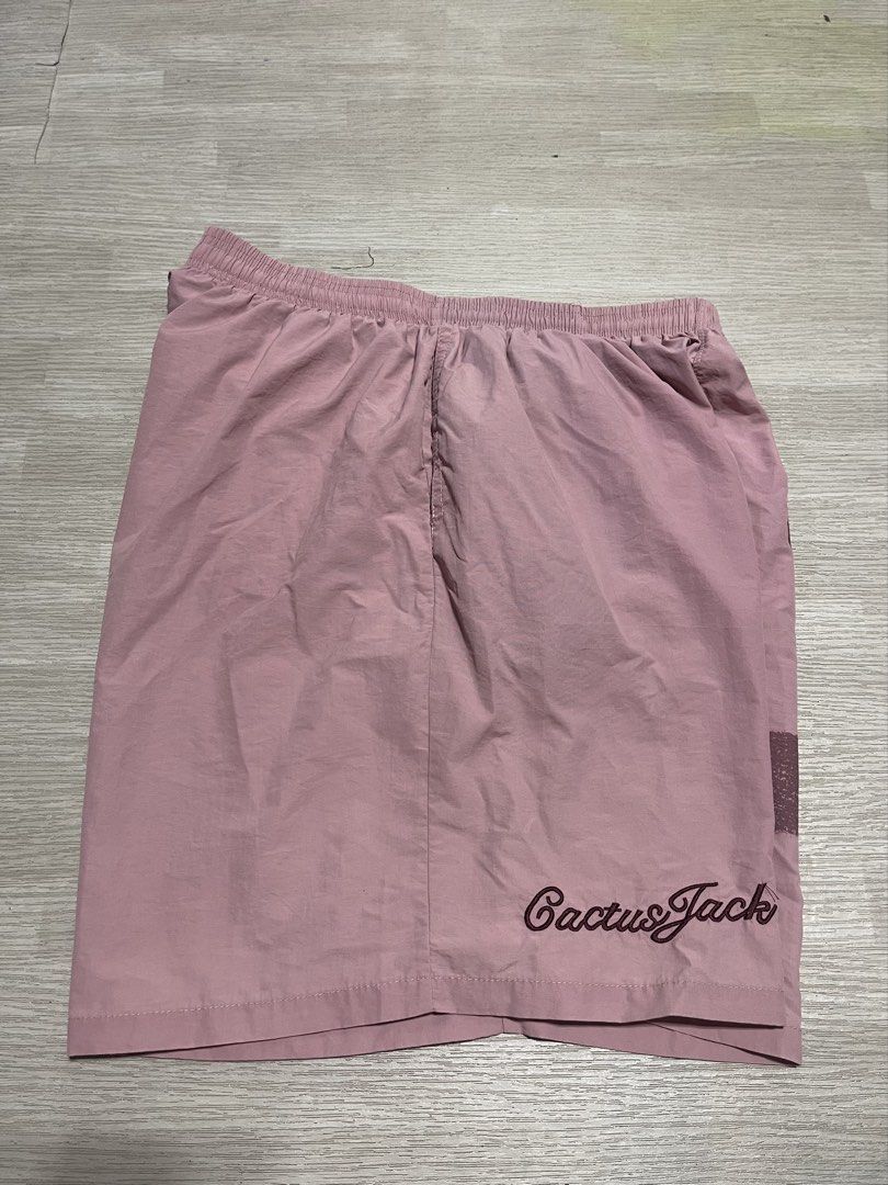 Cactus Jack (Travis Scott) Item: Graphic Nylon / Polyester Shorts (Category: Shorts) located in Cagayan de Oro. Submitted by rayuki39 (Listing ID 1466656566, Image 2). Description: Size: Waist: 32” – 36” (Elasticated) Length: 17” Includes minor dark spot blemishes on the fabric (shown in detailed photos)..