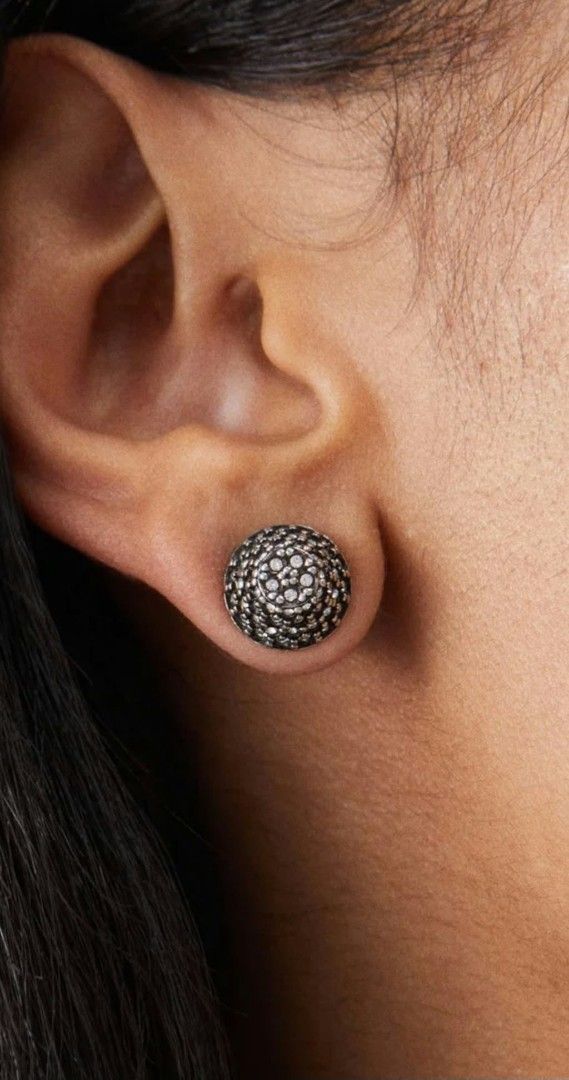 Cagole Diamonds Dome Stud Silver Earrings (Category: Earrings) located in Pila. Submitted by ester_aurea (Listing ID 1466629753, Image 3). Description: Authentic silver diamond stones gcash+sf no cod - Double-sided design with shimmering pave diamonds - Dome-shaped front with a smaller crystal backing piece - Sparkling silver-tone metal setting - Catches the light nicely from every angle - Good size and sits comfortably on the earlobe.