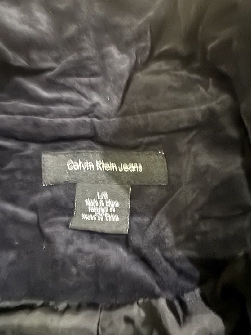 Calvin Klein Coat/Jacket (Category: Coats, Jackets and Outerwear) located in Tagaytay City. Submitted by prelovedbytmj (Listing ID 1466616295, Image 3). Description: Calvin Klein Coat/Jacket. Size Large but can wear small to Medium. Color Blue. Material. Suede.