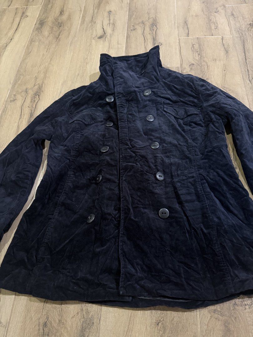 Calvin Klein Coat/Jacket (Category: Coats, Jackets and Outerwear) located in Tagaytay City. Submitted by prelovedbytmj (Listing ID 1466616295, Image 1). Description: Calvin Klein Coat/Jacket. Size Large but can wear small to Medium. Color Blue. Material. Suede.