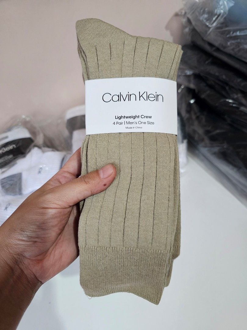 CALVIN KLEIN Men's Crew Socks - 4 pairs (Category: Socks) located in Quezon City. Submitted by senyoramaria2 (Listing ID 1466773079, Image 1). Description: CALVIN KLEIN Crew Cut Socks Lightweight Ribbed design Men's One size 4 pairs 2 x beige 2 x black #USpasabuy.