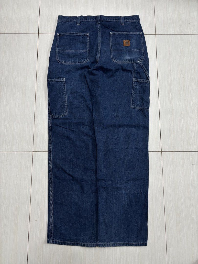 Carhartt Dungeree Fit Denim Leather Patch (Category: Jeans) located in Manila. Submitted by bens.thrift (Listing ID 1466694216, Image 2). Description: Carhartt Carpenter Pants Denim Leather Patch Made in Mexico Used Condition - sign of usage Size 32x32 - Original Dungaree Fit 32” waist 42” length 8.5” hem.