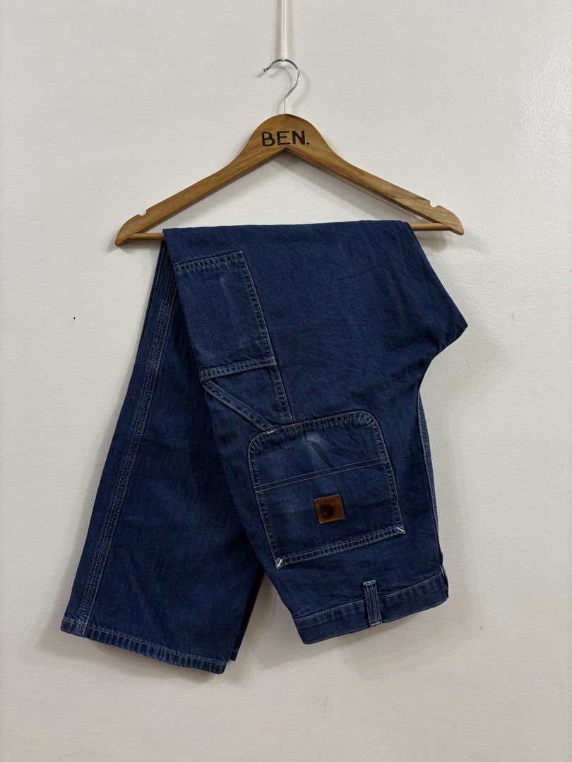 Carhartt Dungeree Fit Denim Leather Patch (Category: Jeans) located in Manila. Submitted by bens.thrift (Listing ID 1466694216, Image 1). Description: Carhartt Carpenter Pants Denim Leather Patch Made in Mexico Used Condition - sign of usage Size 32x32 - Original Dungaree Fit 32” waist 42” length 8.5” hem.
