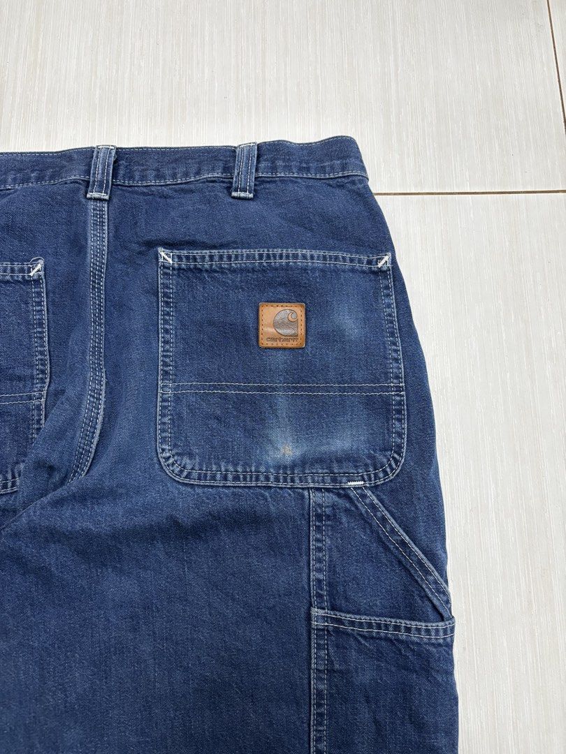 Carhartt Dungaree Fit Denim Leather Patch (Category: Jeans) located in Manila. Submitted by bens.thrift (Listing ID 1466694027, Image 3). Description: Carhartt Carpenter Pants Denim Leather Patch Made in Mexico Used Condition - sign of usage Size 32x32 - Original Dungaree Fit 32” waist 42” length 8.5” hem.