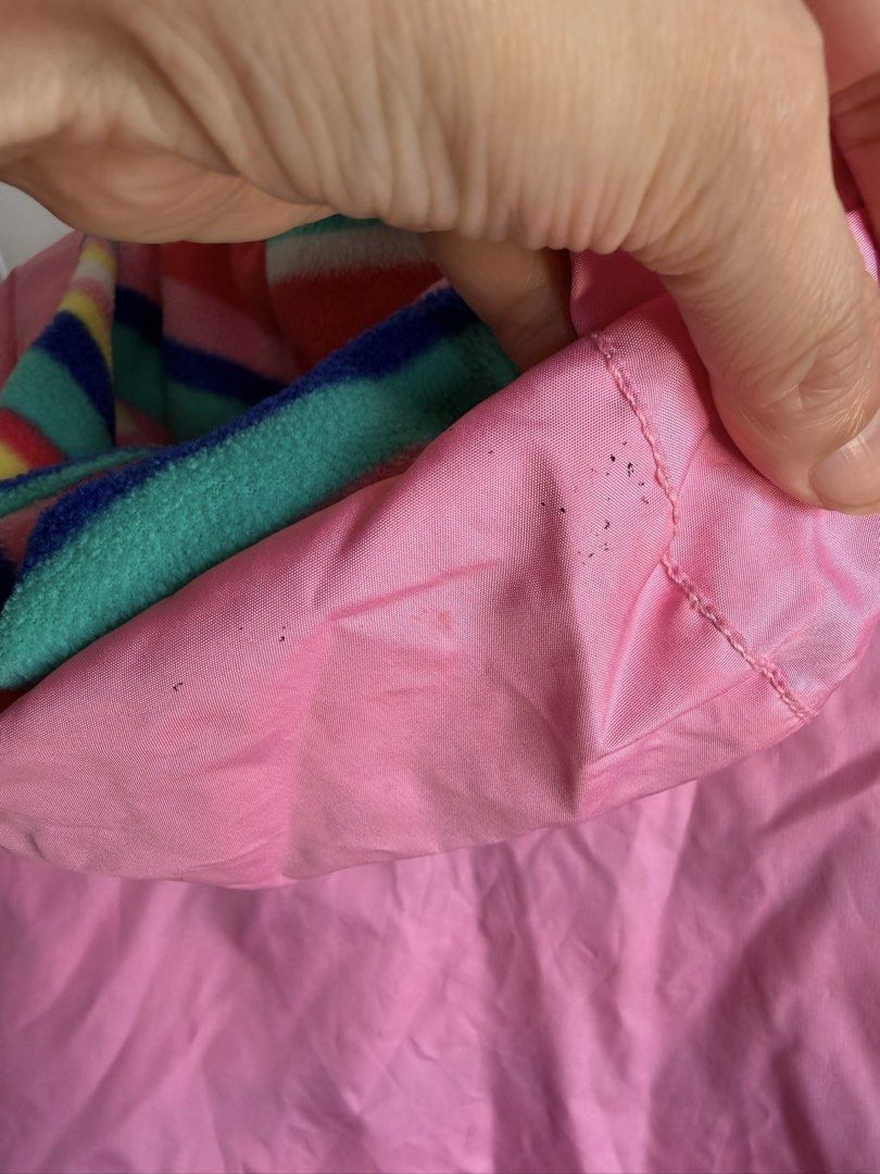 Carter's Pink Rainbow Stripe Fleece Lined Jacket Size 5 (Category: Babies & Kids Fashion) located in Quezon City. Submitted by bubspreloved (Listing ID 1466770901, Image 3). Description: - Brand: Carter's - Size: 5 - Color/Design: Pink with vibrant rainbow striped we fleece lining and hood - Features: Front pockets, zipper closure with snap buttons, and rainbow patch on left sleeve - Perfect for keeping your child warm and stylish!.