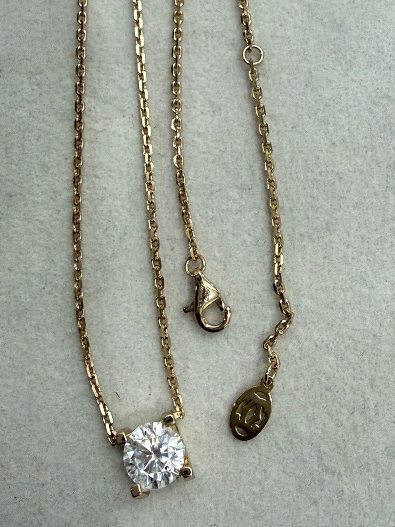 Cartier Necklace (Category: Necklaces) located in Manila. Submitted by yonasaints46584 (Listing ID 1466584250, Image 1). Description: - S925 Gold Plated c de cartier necklace - moissanite stone - Delicate link chain complete with the iconic Cartier logo tag near the lobster clasp - Perfect luxury gift or timeless addition to your everyday fine jewelry collection.