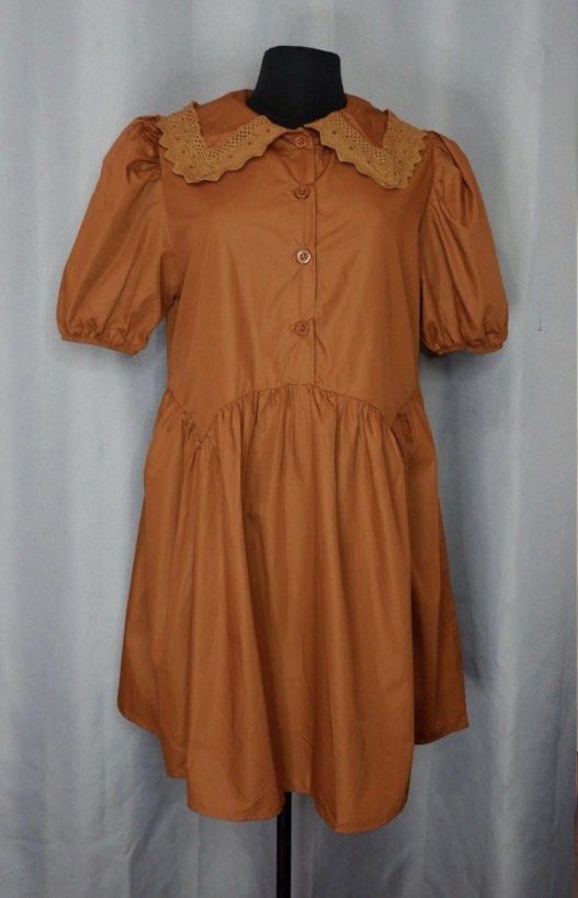 Casual Mini Doll Dress Brown (Category: Dresses) located in Cainta. Submitted by vestito_bestida (Listing ID 1466613942, Image 2). Description: ⛔️ACTUAL PHOTO POSTED⛔️ 👉 Casual Mini Doll Dress 👉 Free size 👉 Bust: up to 36" 👉 Length: 33" 👉 Color: Brown 👉 Short puff sleeves, button-front closure, eyelet lace collar 👉 Flatlay measured using medida 👉 Actual photo posted. 👉 No filter. Colors may vary due to lightning and photo quality..
