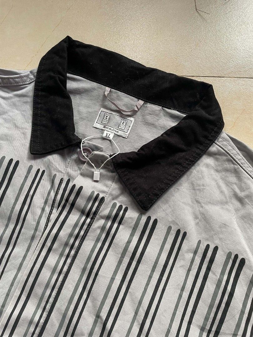 Cav Empt Striped Shirt Jacket featuring a grey and black vertical (Category: Coats, Jackets and Outerwear) located in Bacolod City. Submitted by thriftedlifestore (Listing ID 1466706261, Image 3). Description: Mens Fit XL TO XXL Condition: Excellent Issue: None Color rate: 10/10.
