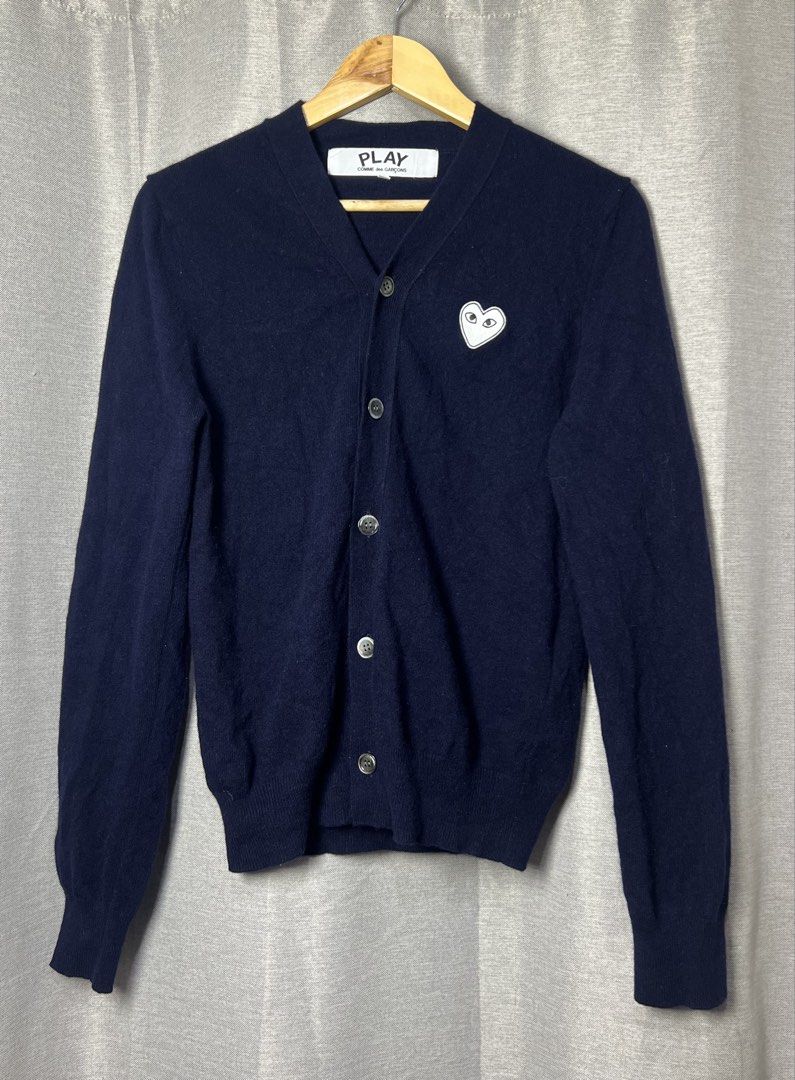 Cdg Play cardigan! (Category: Coats, Jackets and Outerwear) located in General Trias. Submitted by luxfinds2019 (Listing ID 1466771647, Image 2). Description: Cdg Play cardigan! 1,999 shipped Small 19by25 Stretch Authentic 💯 Excellent to new 💯 No issue Ganda😎 Loc laguna Pm.