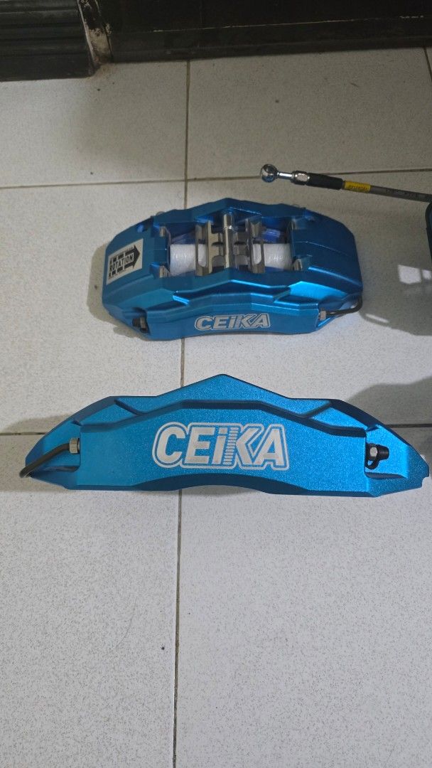 Ceika Blue Brake Calipers Set (Category: Bicycles) located in Manila. Submitted by pro.specparts (Listing ID 1466650319, Image 3). Description: Rush Sale Ceika Calipers Brandnew no box with steel braided brake lines 6 pot Front 4 pot Rear For faster transaction 09567304292.