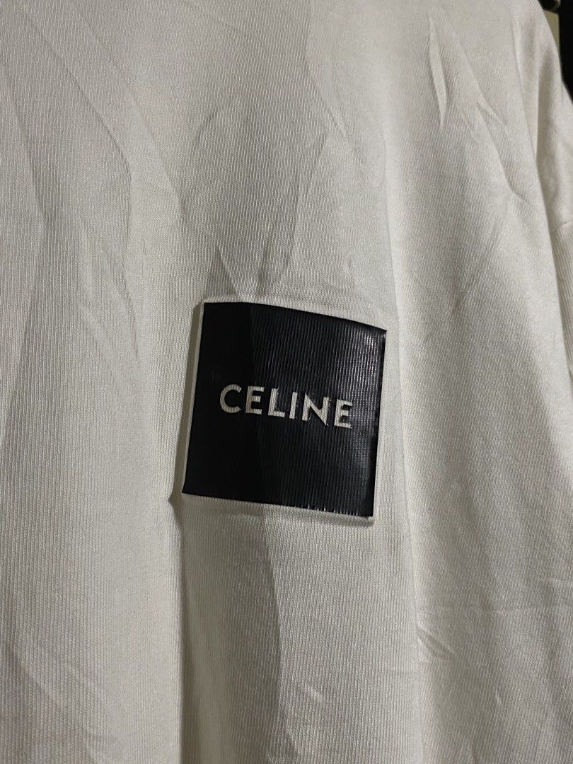CELINE Square Patch White Crewneck T-Shirt (Category: Tshirts & Polo Shirts ) located in Malabon City. Submitted by skeptaz (Listing ID 1466726549, Image 2). Description: stain (washable) & patch see on pic.