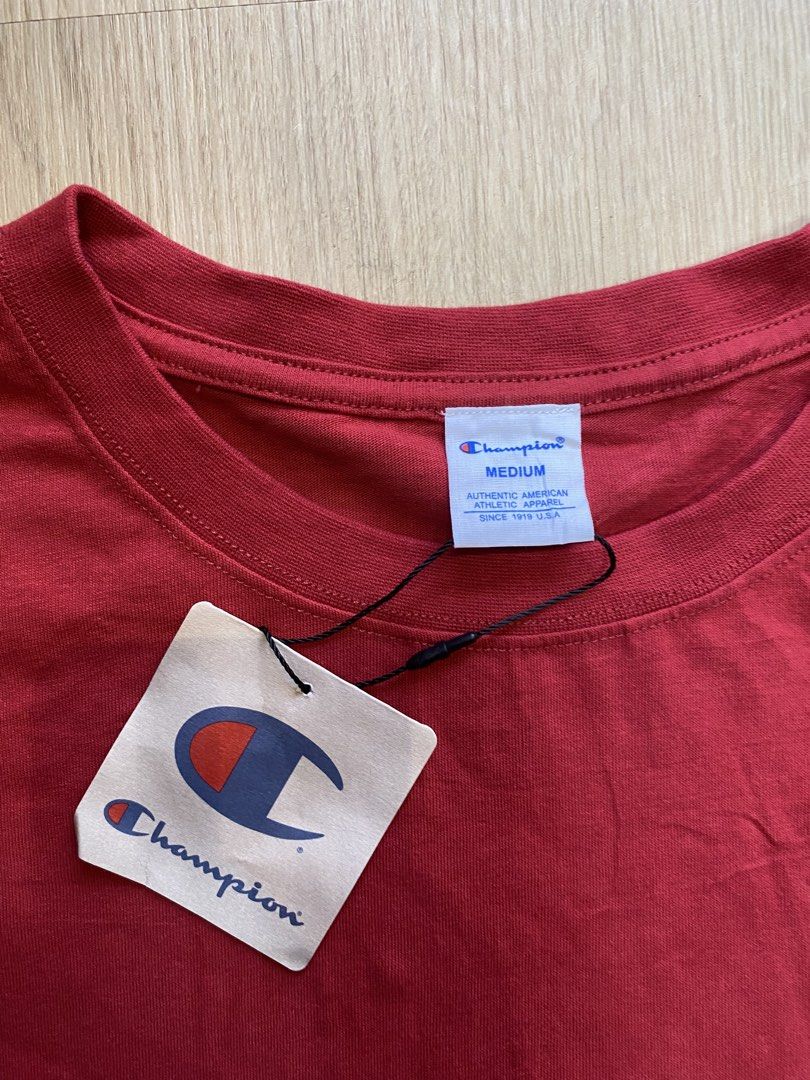 Champion basic logo (Category: Tshirts & Polo Shirts ) located in Zamboanga. Submitted by ak.hunt (Listing ID 1466729299, Image 3). Description: Size medium Dimes pit to pit 22 Length 28.5 Condition dead stock No issue Pm.