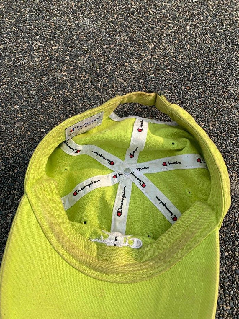 Champion Lime Green Baseball Cap (Category: Caps & Hats) located in Manila. Submitted by reiyangelow (Listing ID 1466771605, Image 3). Description: Champion Cap excellent condition 550php 📍 MANILA AREA .