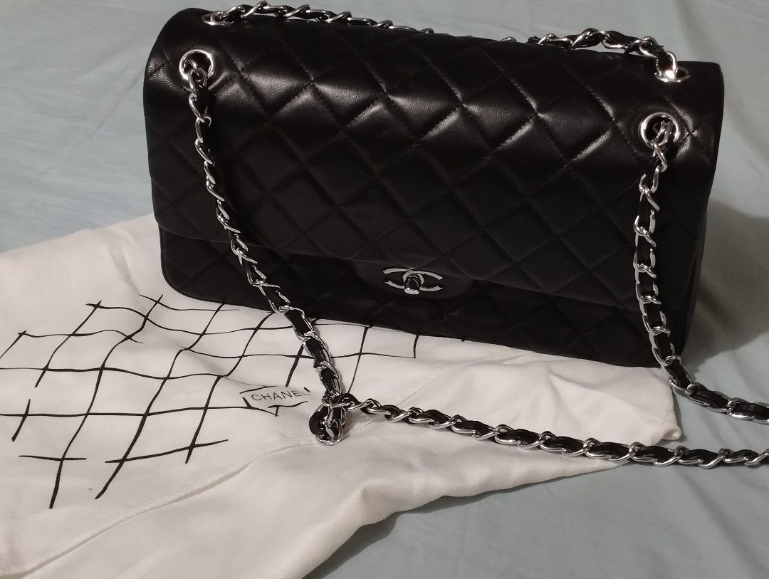 Chanel Double Flap Jumbo (Category: Luxury Bags & Wallets) located in Rizal. Submitted by shoppin_craze (Listing ID 1466694620, Image 1). Description: calfskin leather, silver hardware. includes dustbag & care card only microchip, jumbo size. leather has no flaws or scratches. well kept. no tarnishings Japan sourced free shipping via j&t.
