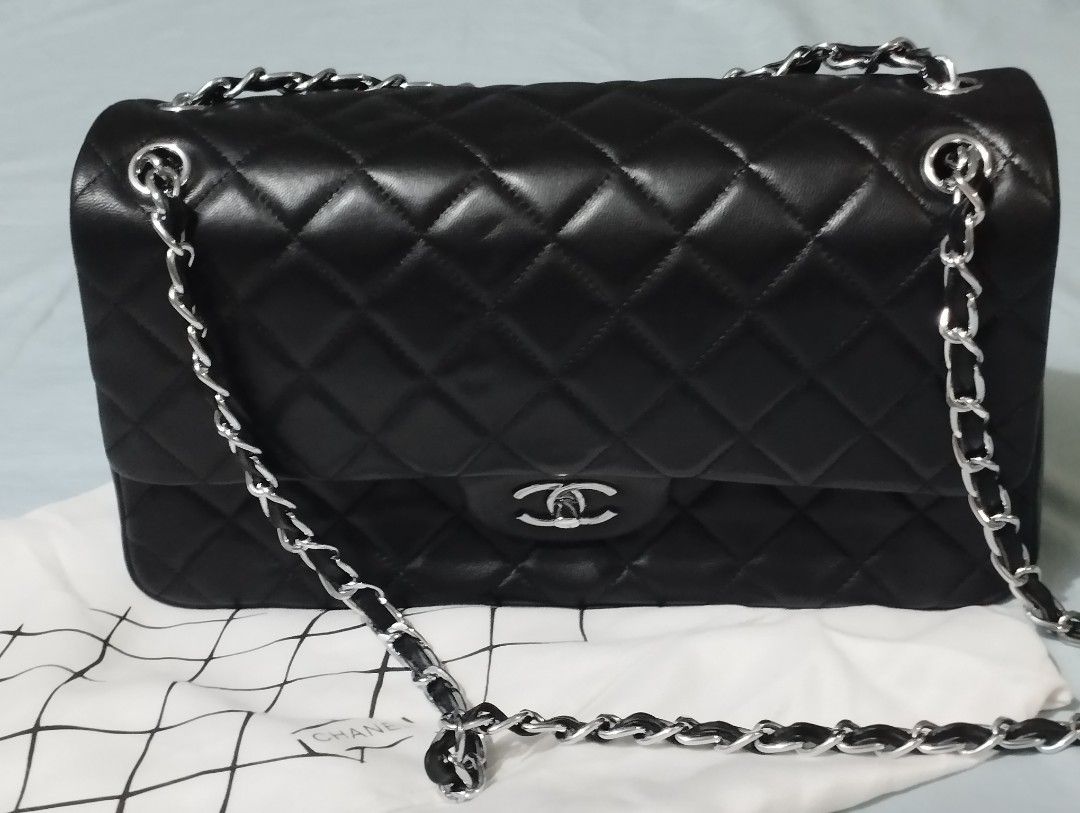 Chanel Double Flap Jumbo (Category: Luxury Bags & Wallets) located in Rizal. Submitted by shoppin_craze (Listing ID 1466694620, Image 2). Description: calfskin leather, silver hardware. includes dustbag & care card only microchip, jumbo size. leather has no flaws or scratches. well kept. no tarnishings Japan sourced free shipping via j&t.