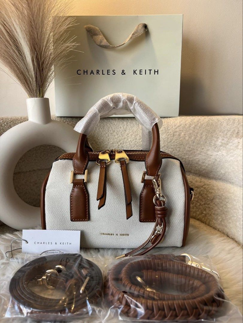 Charles & Keith Everleigh Canvas Bowling Bag (Category: Shoulder Bags) located in Pasig City. Submitted by preloved.closet2 (Listing ID 1466770639, Image 1). Description: Canvas Bag With 2 Sling Size 9 inches Add paperbag plus 80 .
