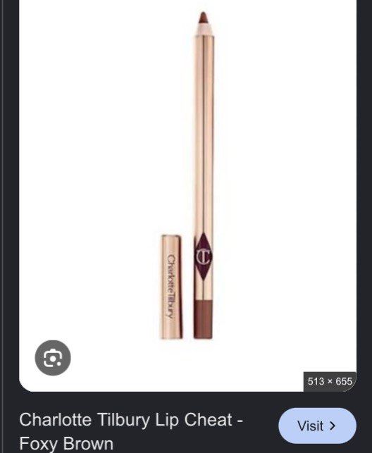 Charlotte Tilbury lip cheat Foxy Brown (Category: Makeup) located in Paranaque City. Submitted by veibi3 (Listing ID 1466742832, Image 2). Description: 6 inches left Used max of 2x only Waterproof and smudgeproof.