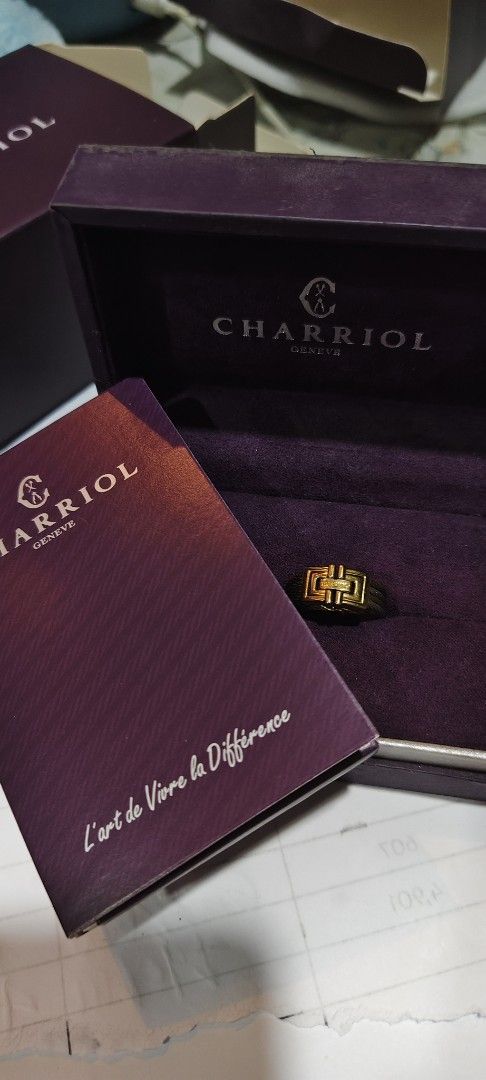 Charriol Gold-Tone Cable Ring with Box and Papers (Category: Rings) located in Caloocan City. Submitted by clevertree_87311a (Listing ID 1466771937, Image 1). Description: - Brand: Charriol - Design: Signature gold-tone twisted cable -Ring size 7 and forever bangle medium - Condition: slightly used / stored safely in box since purchase - Purchase Date & Location: November 4, 2022, from Rustan's Makati - Original Retail Price: ₱36,000 - Inclusions