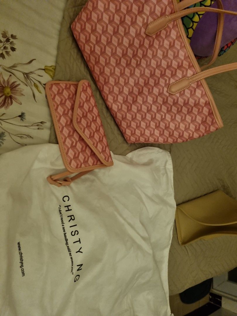 Christy Ng Russo Tote Bag Medium (Category: Shoulder Bags) located in San Juan City. Submitted by shannen.martinez (Listing ID 1466722514, Image 1). Description: pink christy ng shoulder russo tote bag medium size with pouch inside with dust bag.