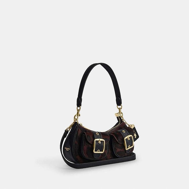 Coach Ashton Shoulder Bag in Leopard Print (Category: Luxury Bags & Wallets) located in Las Pinas. Submitted by shopwithmira13 (Listing ID 1466630901, Image 2). Description: Measurements Length: 10.0" Height: 4.0" Width: 2.75" Materials Printed haircalf and smooth leather Recycled polyester lining Handle Detachable handle with 8.75" drop Strap Detachable strap with 23.25" drop for shoulder or crossbody wear Features Outside magnetic snap pockets 