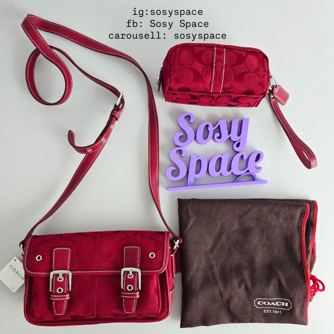 COACH SLING BAG AND POUCH BUNDLE DEAL (Category: Sling Bags) located in Lucena. Submitted by sosyspace (Listing ID 1466592953, Image 1). Description: C. O. A. C. H. BUNDLE DEAL 💜💜💜💜💜💜 02-1023B3P1 Mini Field Sling Bag 06B1P185 Signature Jacquard Canvas Premium Leather Trim Silver Toned Hardwares Adjustable Sling Strap 8.5x2.5x5 inches + Zip Pouch with Wristlet 07B1P186 14x6.5x9 cm Condition: PRE-OWNED LIKE NEW NEVER USED signs of opening and