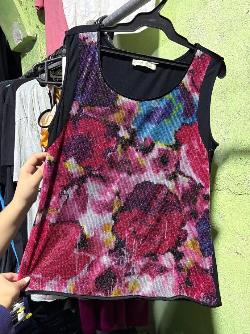 Vintage Colorful Floral Sequins Top (Category: Sleeveless) located in Baliuag. Submitted by from.linea (Listing ID 1466616645, Image 1). Description: Size: L-XL.