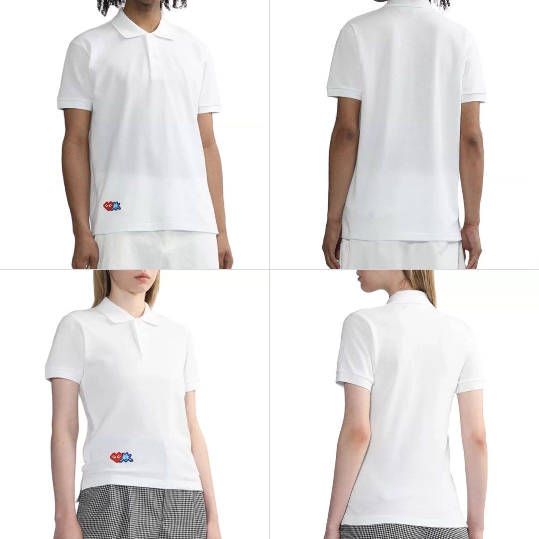Comme Desgarcons Play By Invader (Category: Luxury Apparel) located in Bacolod City. Submitted by garagehunterbuyandsale (Listing ID 1466682892, Image 1). Description: PLAY COTTON POLO SHIRT WHITE WITH EMBROIDERED RED INVADER HEART AND BLUE EMBLEM ON FRONT. 100% COTTON SMALL FIT WOMENS (16x23) MADE IN JAPAN CARE INSTRUCTIONS: HAND WASH COLD, DO NOT BLEACH, LINE DRY IN SHADE, WARM IRON, DRYCLEAN, PETROLEUM SOLVENT ONLY, SHORT CYCLE.