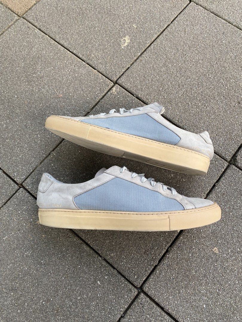 Common Projects Achilles Suede Mesh Sneakers Gray Size 44 (Category: Sneakers) located in Davao. Submitted by thirdy.pfp (Listing ID 1466654417, Image 1). Description: Common Projects Summer Edition Achilles 10 us / 28 cm Excellent 9/10 *slightly worn -4500 - Brand: Common Projects Achilles Low - Materials: Gray suede and blue mesh panels with natural gum rubber soles - Size: EU 44 (Style number 1734 with gold serial stamp on heel) - Condition: L