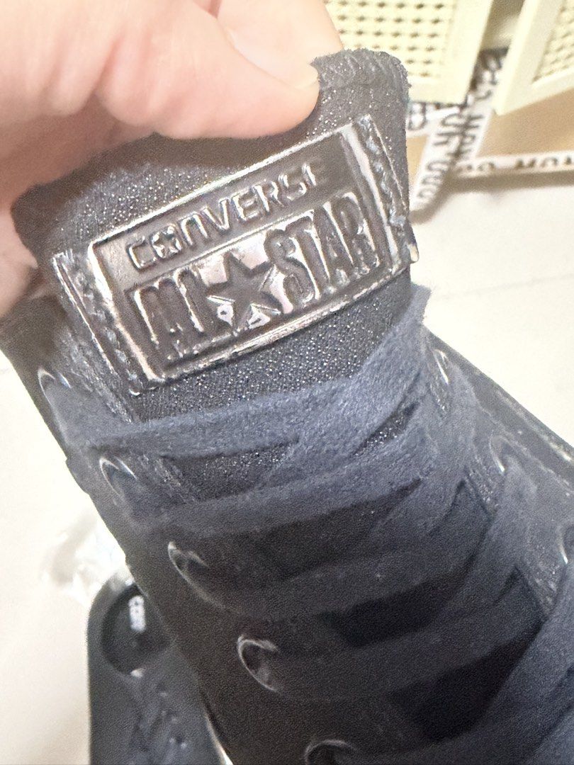 Converse All Star Black Low Top Sneakers (Category: Sneakers) located in Marikina City. Submitted by ukayshopping (Listing ID 1466768191, Image 3). Description: - Brand: Converse All Star - Style: Low-top sneakers - Color: Black with metallic worn-finish toe caps - Size: EUR 38 / UK 5 / 24.5 cm - Details: Black laces, black inner lining, and tongue logo patch - Condition: Minor wear on rubber outsoles - Origin: Made in Vietnam Slightly used and S