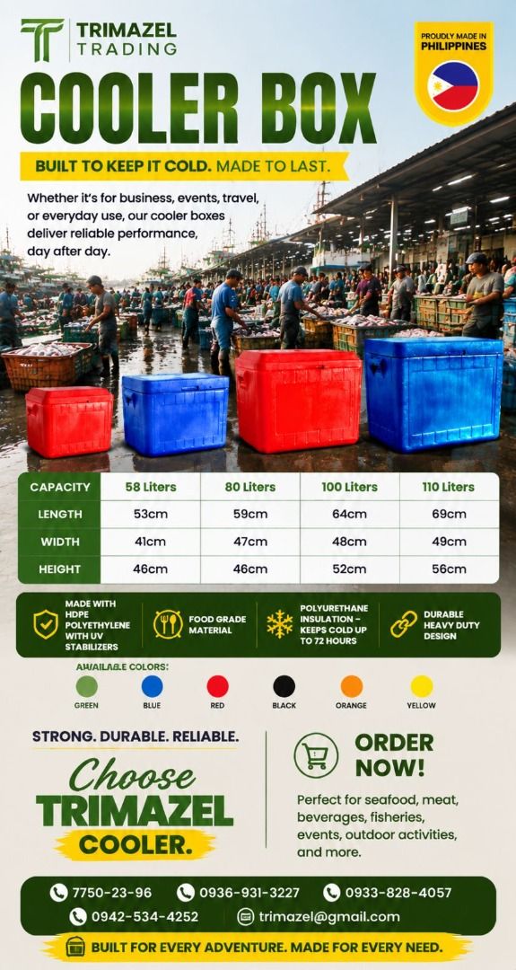 cooler box (Category: Looking For) located in Quezon City. Submitted by irishbayaban20 (Listing ID 1466564804, Image 1). Description: ✅ Guaranteed lowest price ✅ Quality products ✅ 100% LEGIT TRUSTED SUPPLIER! ✅ With Complete Legal Documents ✅ BIR Registered We Supply All Kinds Of PPE Supplies, Raincoat, Hard Hat, Cooler Box, Plastic Trash Bin, Road Barriers, Kayak Boats, Crystal Kayak, Traffic Cone, T-Bollards & All Kinds Of Safety Shoes. Open F