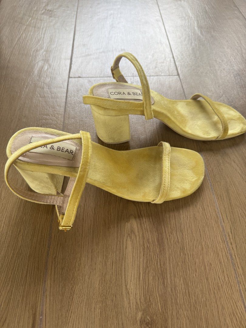 Cora & Bear Suede Heels (Category: Heels) located in Santa Rosa. Submitted by meldeclutters (Listing ID 1466565089, Image 2). Description: Cora & Bear Suede Heels Color: Salsa Yellow Size: 7 Price: Php 350 Used once RFS: declutter .