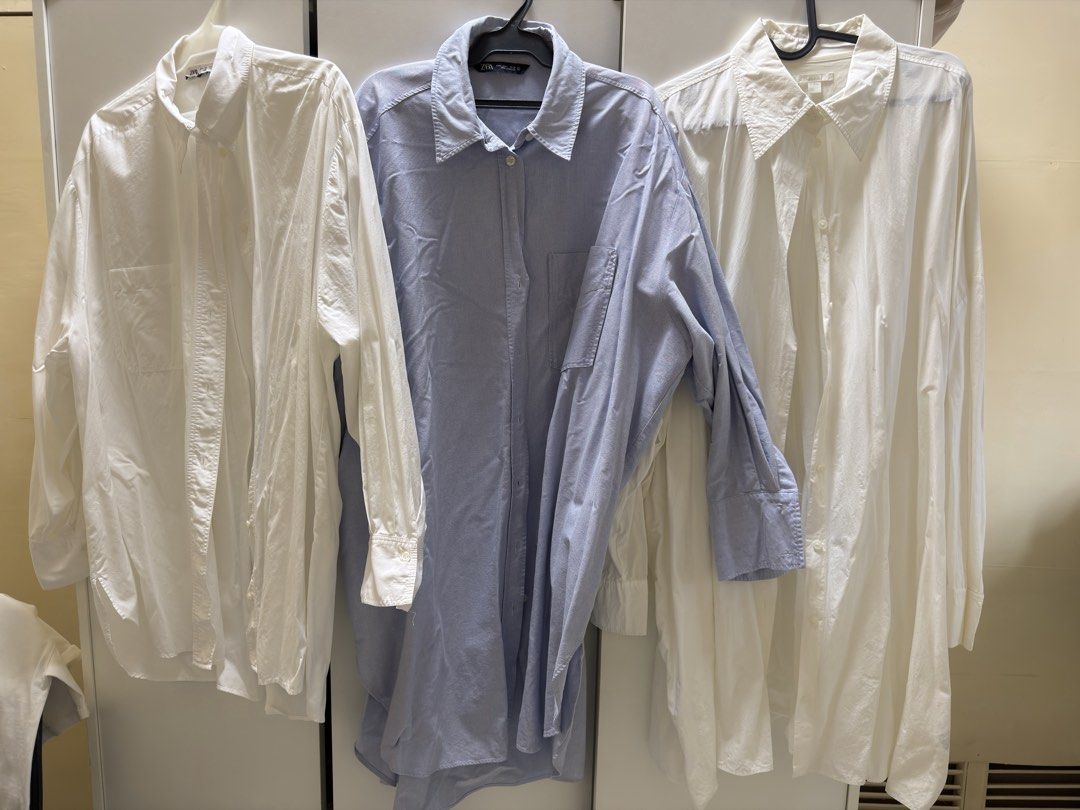 COS and Zara Oversized Long Shirts Bundle (Category: Dresses) located in Makati City. Submitted by swiftrabbit.c64f48 (Listing ID 1466601357, Image 1). Description: Bundle of three oversized long-sleeve shirts. Includes a white shirt from COS in size M/L. Fits L to 2XL — perfect for my plus-size girlies!Also includes two Zara shirts in size L, one blue and one white. Great casual button-down pieces. Easy to layer or wear loose..