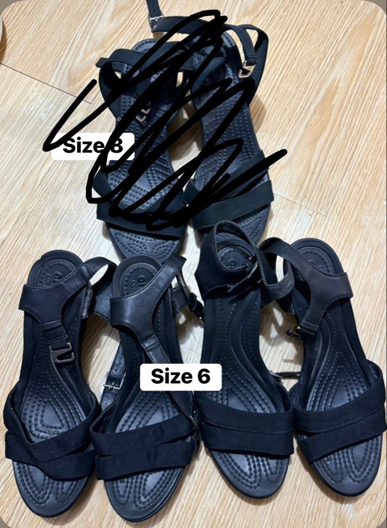 Crocs ankle strap wedge size 6 (Category: Wedges) located in Koronadal. Submitted by bulilitfam (Listing ID 1464680659, Image 1). Description: Ukaysource Bago p Size women 6 23cm insole women 8 25cm insole Heel height 3” ₱400/pair.