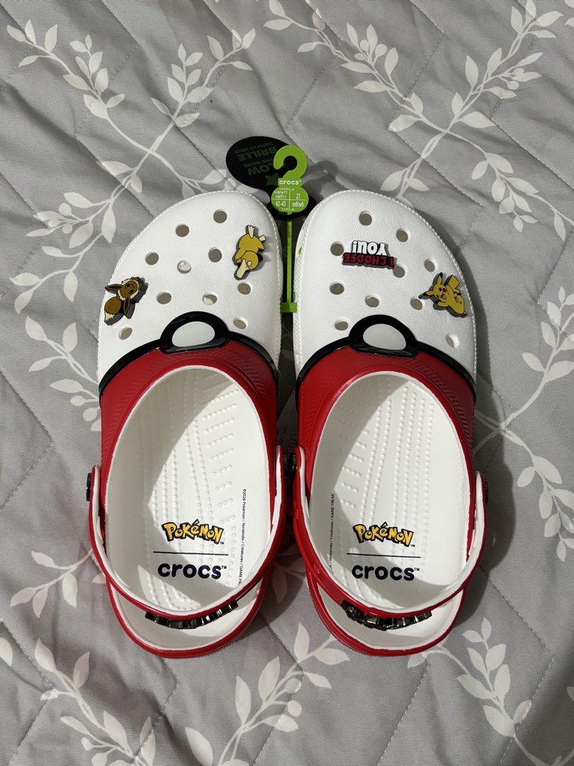 Crocs x Pokemon “Poke Ball” (Category: Slippers & Slides) located in Manila. Submitted by secret.racks (Listing ID 1466681289, Image 3). Description: Crocs x Pokemon “Poke Ball” Brandnew & Below SRP Size: 9M/11W Glow in the dark.