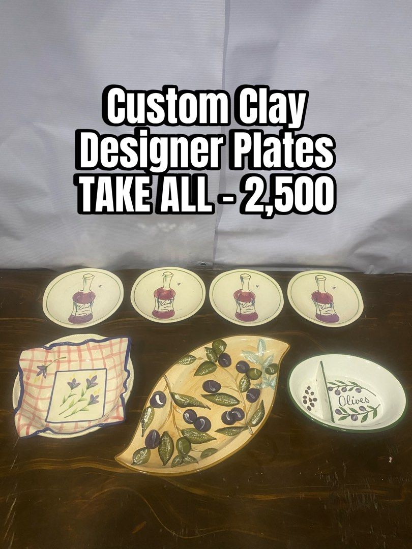 Custom Clay Designer Plates TAKE ALL (Category: Other Home Decor) located in Manila. Submitted by dealrack (Listing ID 1466618627, Image 1). Description: .