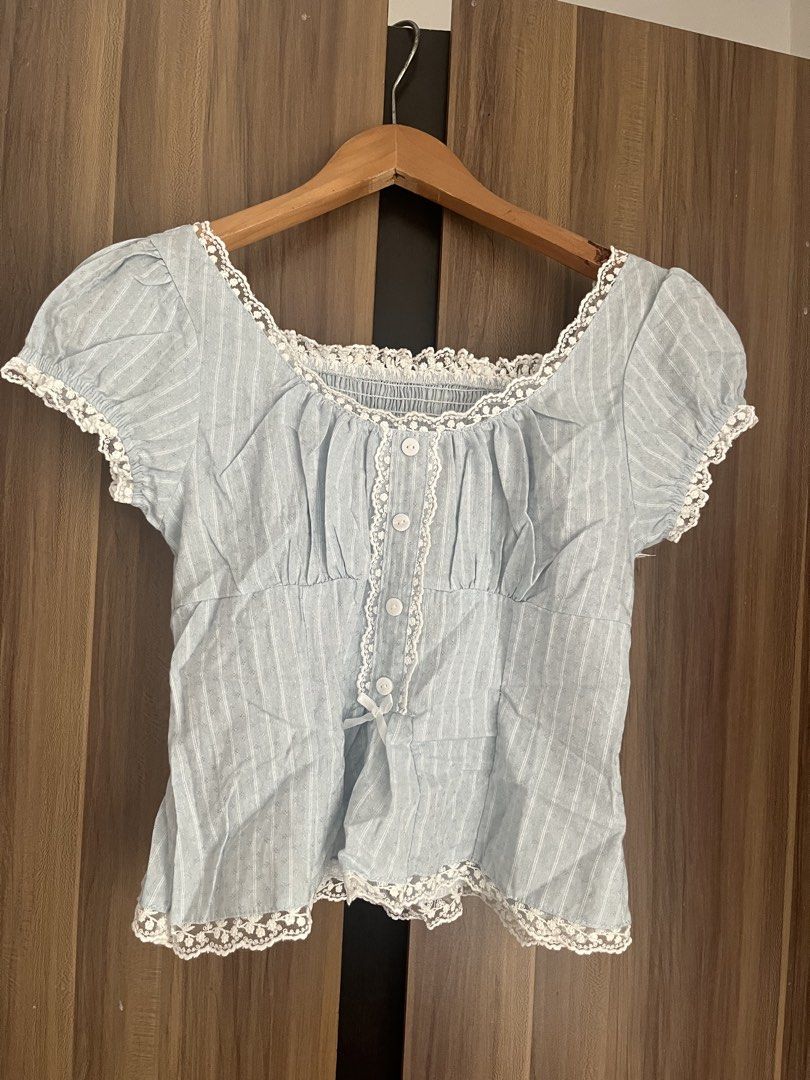 Powder Blue Dainty Top (Category: Blouses) located in Bulacan. Submitted by prelovedbycamilla (Listing ID 1466604602, Image 1). Description: Best fit XS-S.