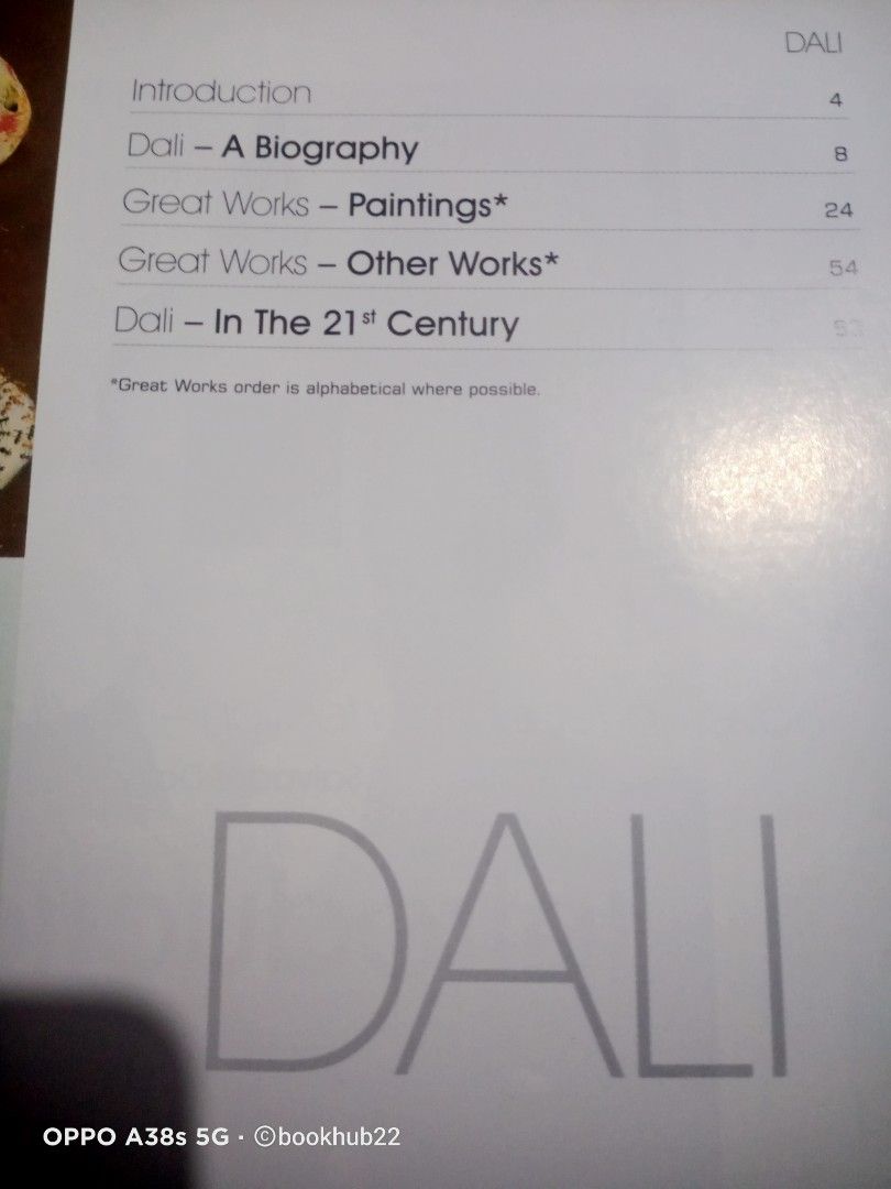 DALI: THE GREAT ARTIST COLLECTION (Category: Storybooks) located in Rizal. Submitted by bookhub22 (Listing ID 1466746701, Image 3). Description: A profile and overview of Salvador Dalí's life, career, and role as a master of Surrealism. 64 page illustrated book only Glossy pages, Magazine size Very Good Condition FIXED PRICE, NO JOYRESERVER.
