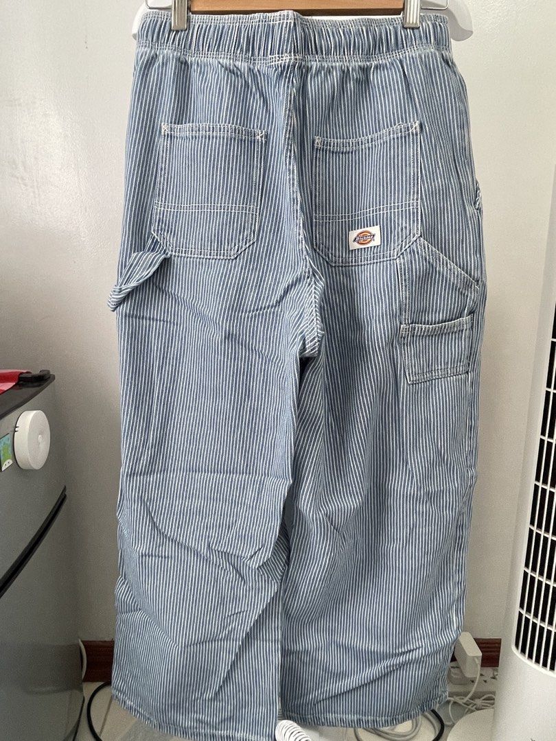 Dickies Blue White Striped Drawstring Carpenter Pants (Category: Jeans) located in Bacoor. Submitted by lavanderpeach (Listing ID 1466620822, Image 2). Description: - size 27 (model photo attached similar fit only not exact) - used once; RFS - wrong size - Payment first via e-wallet/bank transfer - Pick up at my house (Molino IV) or via lalamove c/o buyer.