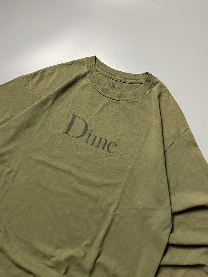 Dime Skateboard Longsleeve - Size Large (Category: Tshirts & Polo Shirts ) located in Cebu City. Submitted by maicoh230 (Listing ID 1466659383, Image 3). Description: Dime Skateboard Ls Moss Green Colorway ▫️ Condition: 9/10 ▫️ Color: 9/10 ▫️ Size: Large ▫️ Dimensions: W21.5 L28 ▫️ Flaw/s: 🏷️ 1,000.