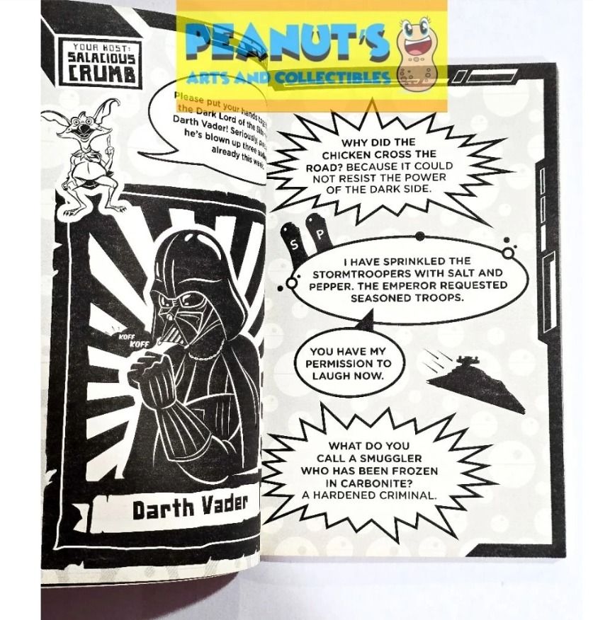 Disney Star Wars Joke Book (Category: Comics & Manga) located in Manila. Submitted by memorylanestore (Listing ID 1466647320, Image 3). Description: NOTE: Please learn how to READ and UNDERSTAND the product description carefully and "Be a Responsible Buyer". *Book is in fair condition. *Guaranteed 100% authentic Egmont Product *Actual photos of the item posted. (WHAT YOU SEE IS WHAT YOU GET) Disclaimer: All our collectable items are sold as poste