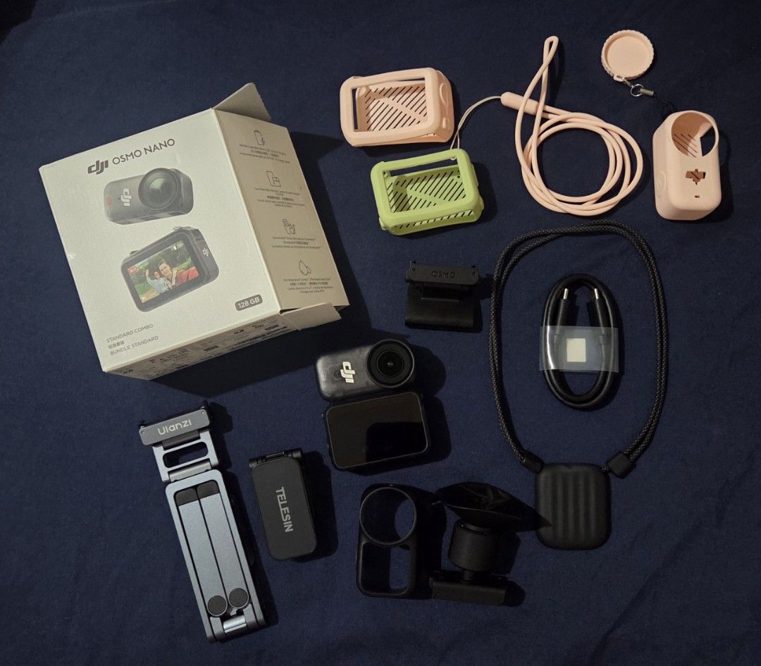 DJI Osmo Nano 128 GB (Category: Video Cameras) located in Quezon City. Submitted by bealabrador8 (Listing ID 1466702672, Image 1). Description: - Item: DJI Osmo Nano 128GB Standard Combo (Last 3 photos are stills from sample POV video taken) - Condition: 100% working, powers on and functions with no issues. Bought in August 2026, used twice to try out. - Includes original box and charging cable - Comes with Ulanzi folding stand, Telesin clip moun