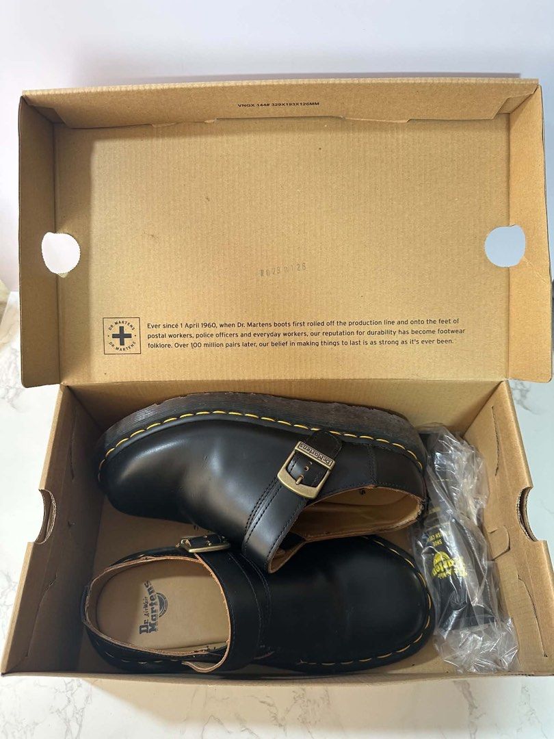 Dr. Martens Black Leather Buckle Clogs (Category: Loafers) located in Manila. Submitted by soaringblaze_ (Listing ID 1466590438, Image 1). Description: Dr. Martens Isham Mules in Vintage Smooth Black – Size UK 5 / EU 38 / US Women’s 7 Size Eu 38, best fit 37 Used once only..